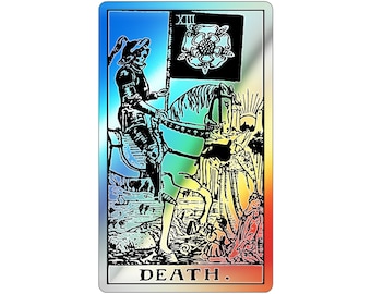 Holographic Death Tarot Card Sticker - Rider Waite, Witchy Gothic Decor