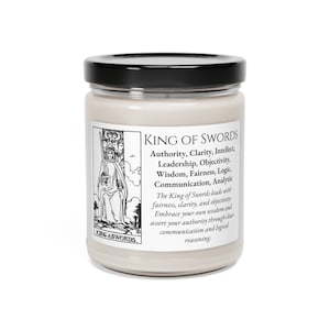 King of Swords Tarot Candle: Authority, Intellect, Leadership - 9oz Soy