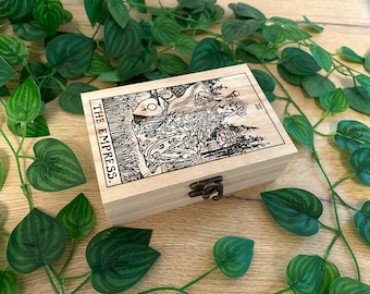 Custom Tarot Card Box: Wooden Oracle Card Holder, Metaphysical Storage