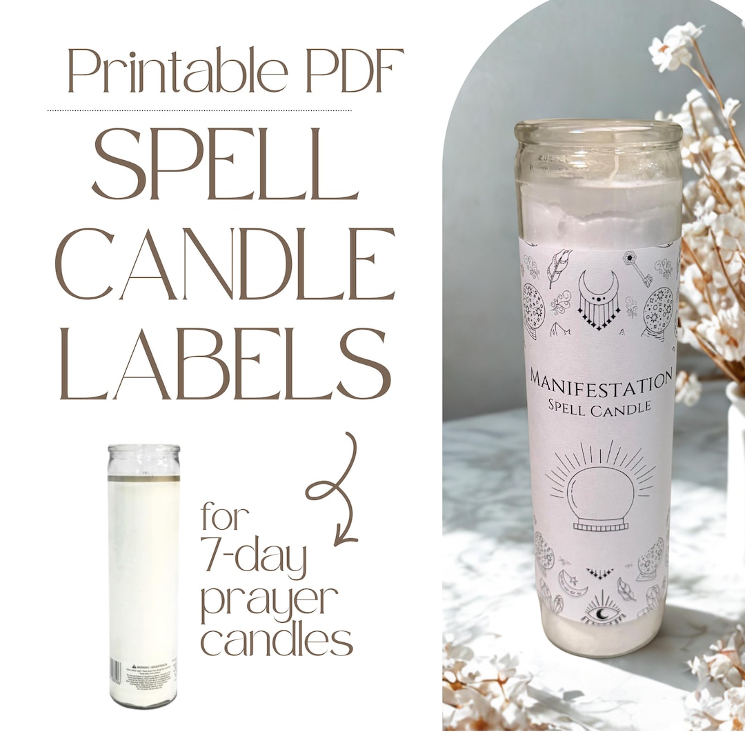 Spell Label Witchy Spell Candle Labels: 7-day Prayer Candle Wraps (printable PDF ...