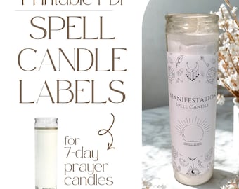 Etichette per candele con incantesimi da strega: candele con preghiera di 7 giorni (PDF stampabile)