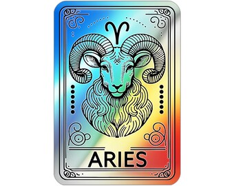 Aries March 21 to April 19 Holographic Die-cut Sticker Zodiac Astrology Gift