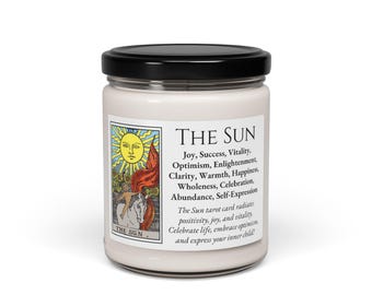 The Sun Tarotkaartkaars: Geparfumeerde Soja 9oz - Heksencadeau