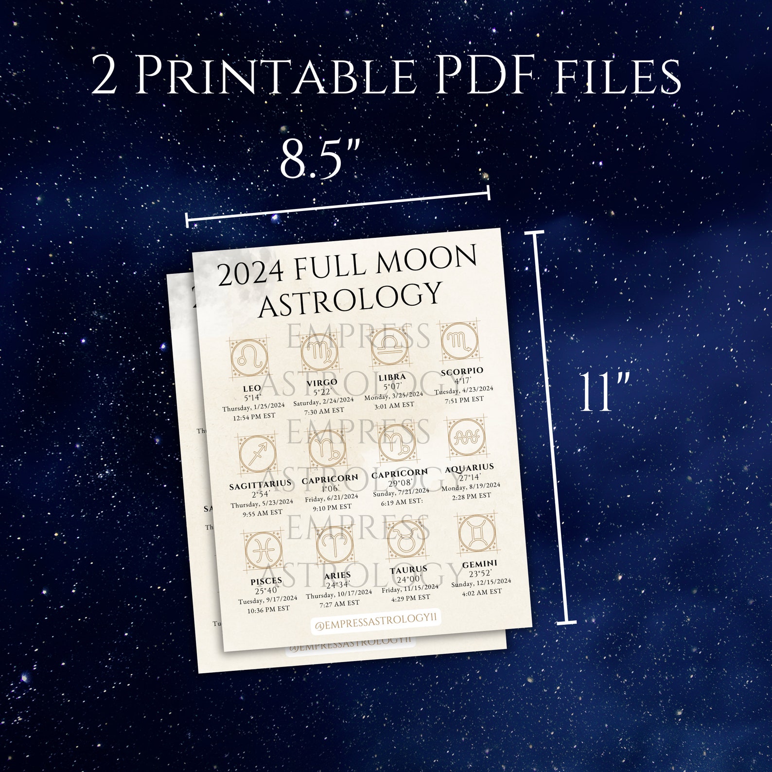 2024 Astrology Moon Calendar Full Moon and New Moon Dates, Zodiac