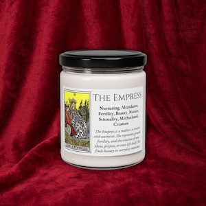 Vela de Tarô da Imperatriz - Soja Perfumada ou Sem Perfume 9oz - Maternidade, Criação, Nutrição, Abundância, Fertilidade, Beleza (Cor)