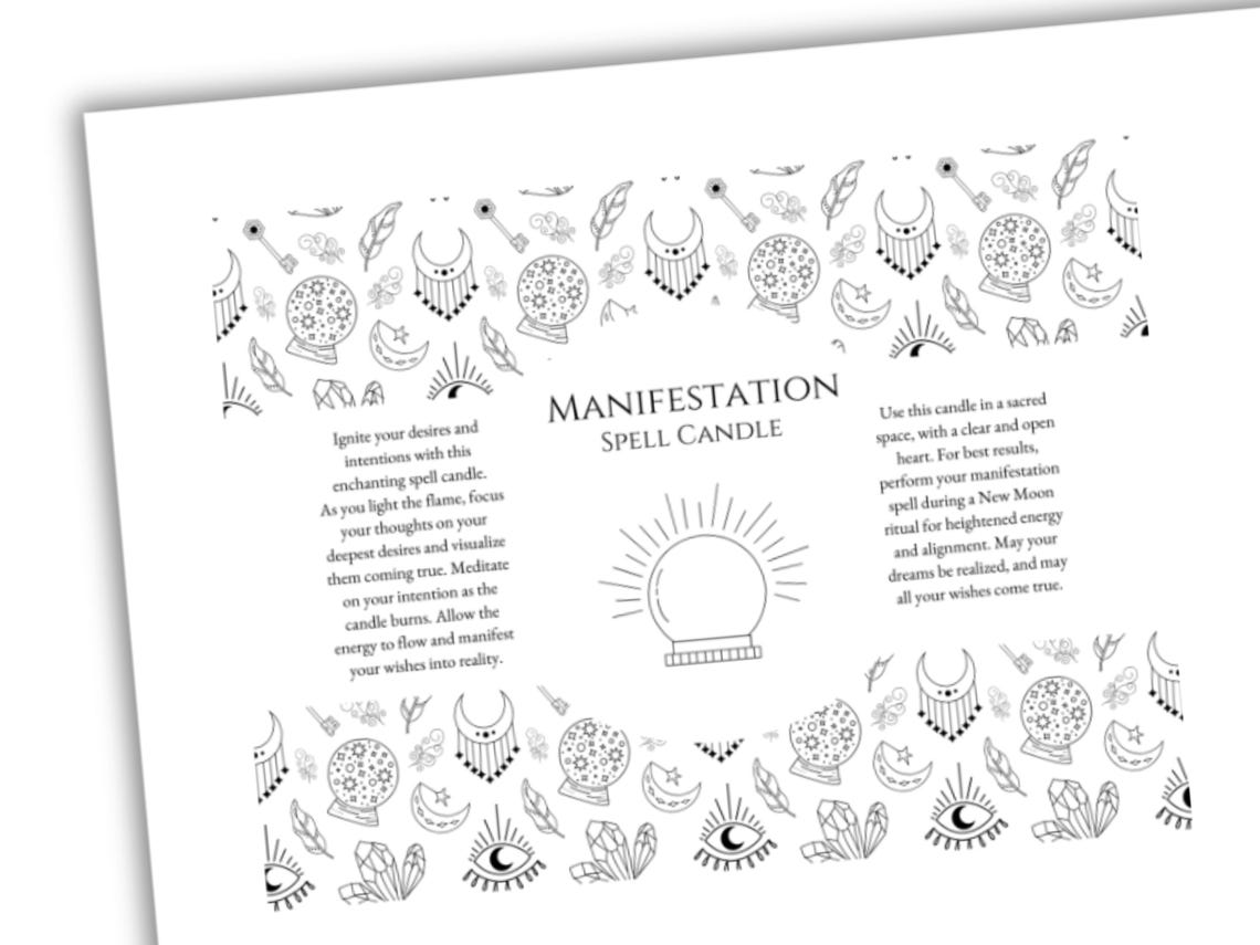 Spell Label Witchy Spell Candle Labels: 7-day Prayer Candle Wraps (printable PDF ...