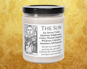 The Sun Tarotkaartkaars: Soja-geurende kaars van 9 oz