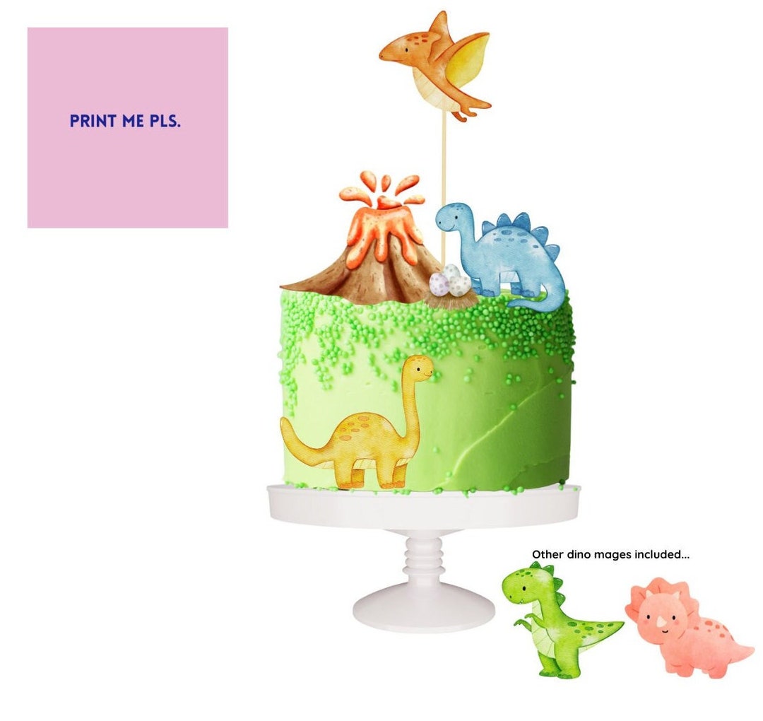 Dinosaur Printable Cake Topper Set Etsy Dinosaur Printable Cake Topper Set Etsy