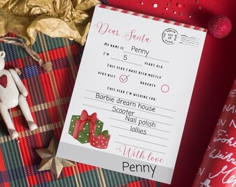 Dear Santa printable letter - A4-  Chiristmas activity