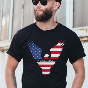 American Flag Pickleball t shirt Eagle Pickleball shirt Men's pickleball gift American Eagle shirt Unisex pickler ball lover American Flag T