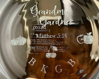 Custom Glass Etched Pie Dish