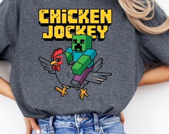 Funny Chicken Jockey Shirt, Zombie Riding Chicken Vector Shirt,  Cute Gaming Shirt, for Boys & Kids shirt