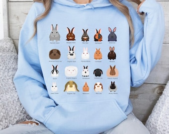 Rabbit Breed Hoodie, Animal Rabbit Hoodie, different rabbit family Hoodie, rabbit family Hoodie, for animal lover Hoodie