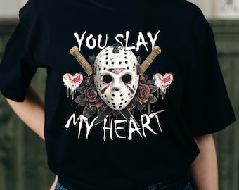 Horror Valentine's Day T-Shirt, You Slay My Heart Shirt, Happy Valentines Day Shirt, Couple shirt, Valentines Day Gift T-Shirt