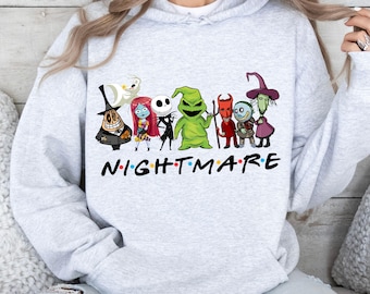 Nightmare Before Christmas Hoodie, Jack and Sally Hoodie, Disney Halloween, Nightmare Halloween hoodie, Gift for halloween christmas Hoodie
