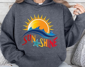Sunshine Tee hoodie, Sun Graphic Tee hoodie Sun, Boho Tee hoodie, Retro 70s Style Hoodie, for summers Hoodie