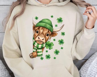 Cow St Patrick's Hoodie, St Patrick's Day Hoodie, Saint Patrick's Shamrock Hoodie, Irish Day Hoodie, Lucky Cow Hoodie, Cow Lovers Hoodie