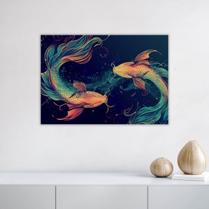 Canvas Wall Art | Pisces Zodiac No.2 | Astrology Art Home Decor, Office Decor, Home and Office