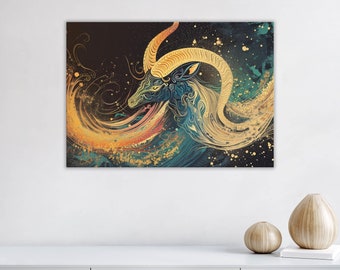 Canvas Wall Art | Capricorn Zodiac No.3 | Astrology Art Home Decor, Office Decor, Home and Office