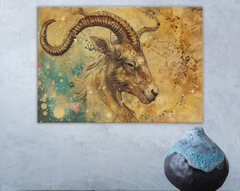 Canvas Wall Art | Capricorn Zodiac No.2 | Astrology Art Home Decor, Office Decor, Home and Office
