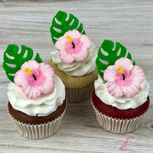 Hibiscus Flower Cake Topper – Hawaiian Tropical Luau Theme – Edible Floral Decoration for Birthday, Wedding, or Baby Shower Cakes