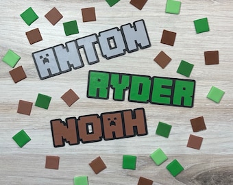 Pixel Gamer Name Topper | Fondant Cake Topper