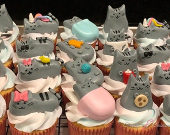 Squishy Gray Cat Toppers | Fondant Toppers