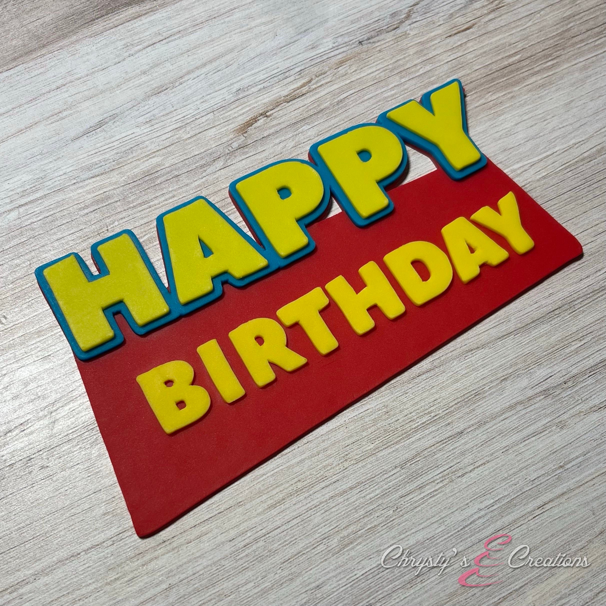 Custom Happy Birthday Topper | Fondant Cake Toppers - Etsy