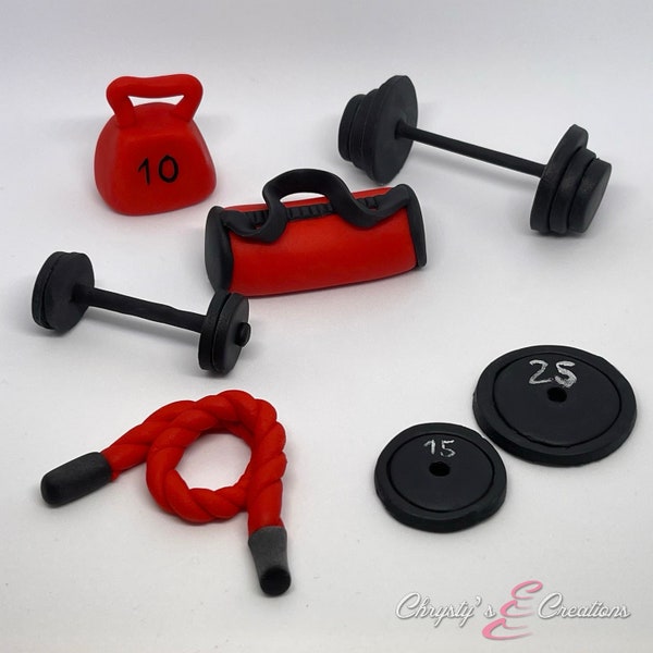 Gym Equipment Cake Toppers | Fondant Toppers