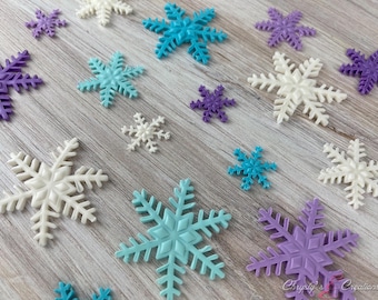 Fondant Snowflakes - 30 pcs - Frozen Style | Edible Fondant Toppers
