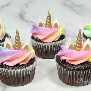 Set of 12 - Unicorn Cupcake Toppers - Set of 12 Horns and Ears