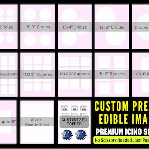Custom Edible Image Toppers | Pre-Cut Sizes