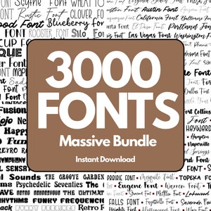 Massive Font MEGA BUNDLE- 3000 Fonts! Instant Download, Retro Font, Handwritten Font, Calligraphy Font, Cricut Fonts, Canva, Font