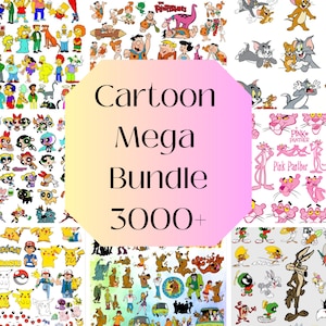 Cartoon Mega SVG Bundle - Over 3000 Designs! Cricut, SVG, PNG, DxF