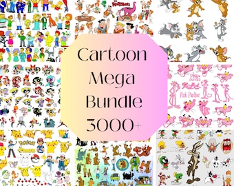 Cartoon Mega SVG Bundle - Over 3000 Designs! Cricut, SVG, PNG, DxF