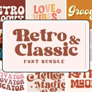 Wavy Font Bundle, Retro Font Bundle, 40 Fonts Included, Retro, Vintage, Wavy, Groovy SVG TTF Cricut
