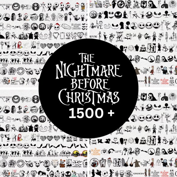 Halloween SVG Bundle - Font Included - Over 1500 Files - PNG, SVG, Cricut Jack and Sally, Christmas