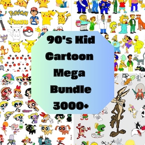 90er Jahre Kid Cartoon Mega Bundle SVG - Über 3000 Designs! dxf, svg, eps, png Cricut Sublimation