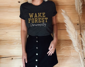 Black Wake Forest University Shirt for women, WFU apparel shirt, wake forest football