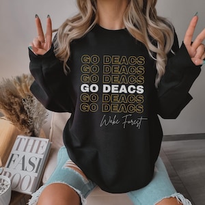 Go Deacs Wake Forest University Sweatshirt, FRONT DESIGN WFU apparel, crewneck sweatshirt, wake forest football
