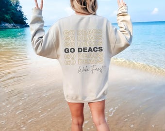Go Deacs Wake Forest University Sweatshirt, odzież WFU, bluza z okrągłym dekoltem, piłka nożna Wake Forest