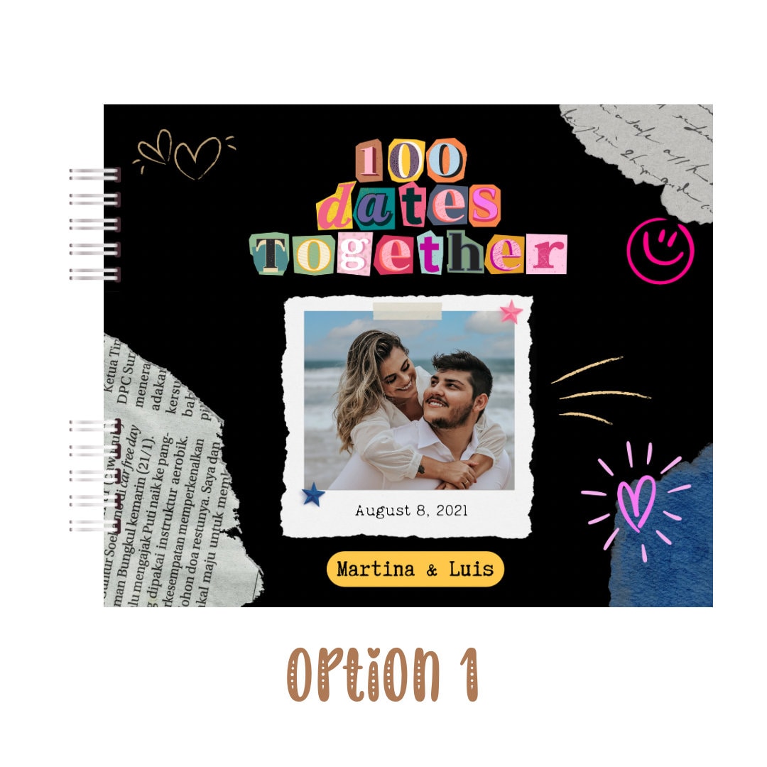 Libro 100 Citas Juntos Book of 100 Dates Together Couples Challenging Reto  De Parejas Couple Gifts spanish and English Version, Vday 