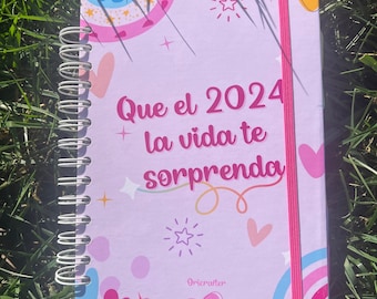 Agenda Leah 2024 - (con fecha) Vista semanal / planner | Agenda en español o en inglés | planificador de 12 meses | planner 2024 personaliza