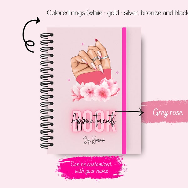 Nail tech appointment book, Custom Appointment book, Daily Appointment book, Nail Technician Appointment Book, Spanish and English version