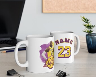 Lebron James Coffe Mug, Los Angeles Lakers, Basketball Coffee