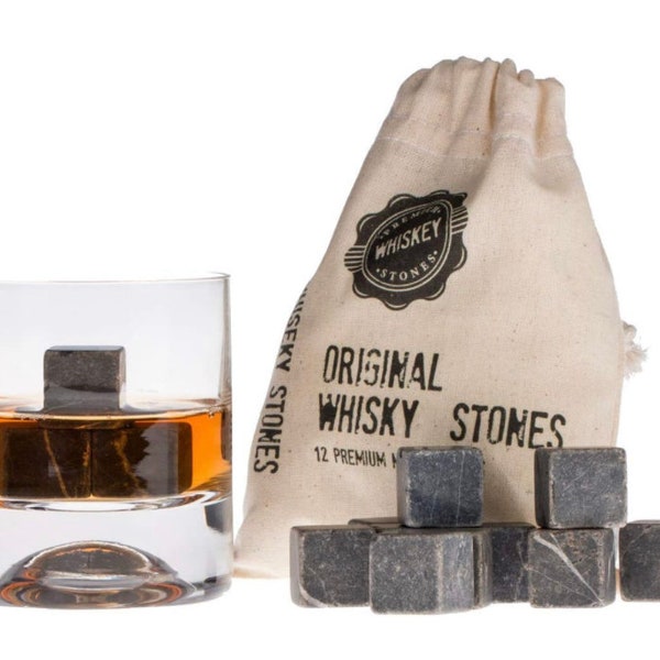 12 Premium Marble Whiskey Stones.