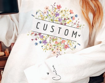 Custom Wildflower Teacher Sweatshirt, Personalized Name Shirt