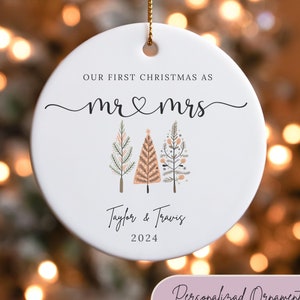Personalized First Christmas Ornament: Mr & Mrs Ceramic Ornament