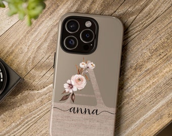 Personalized Floral iPhone Case: Custom Name, Luxury Roses