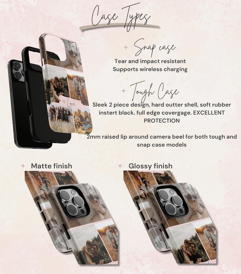 Collage iPhone Case, Photo iPhone Case, Customized iPhone Case, Choose from 9 Picture Collages for iPhone or Samsung, Picture iPhone Case, iPhone16, Family, Bride, wedding, Married, Sweet 15, nonitos